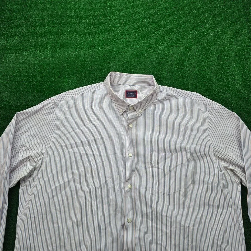 Untuckit Shirt Mens 3XL Striped Button‎ Down Long Sleeve Preppy Work Casual